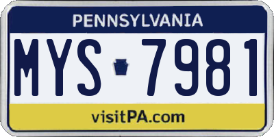 PA license plate MYS7981