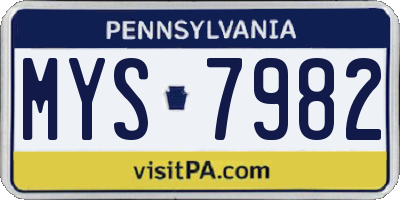 PA license plate MYS7982