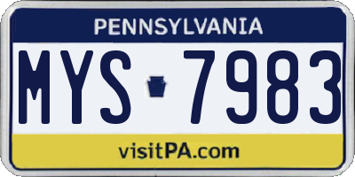 PA license plate MYS7983