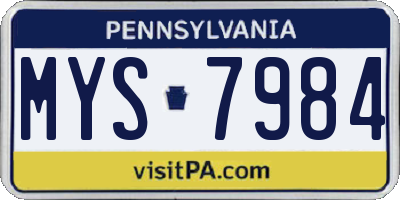 PA license plate MYS7984