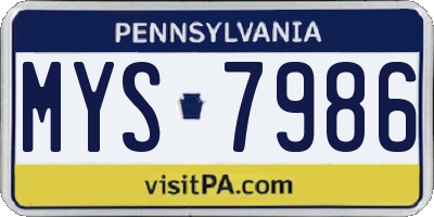 PA license plate MYS7986