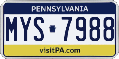 PA license plate MYS7988