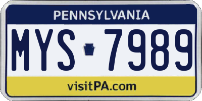 PA license plate MYS7989
