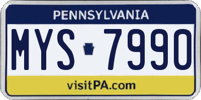 PA license plate MYS7990