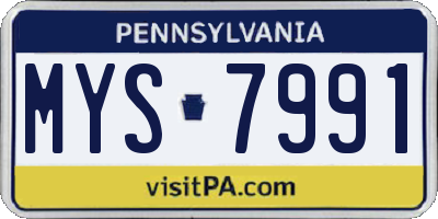 PA license plate MYS7991