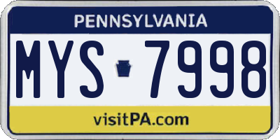 PA license plate MYS7998