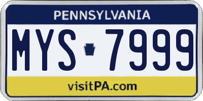PA license plate MYS7999