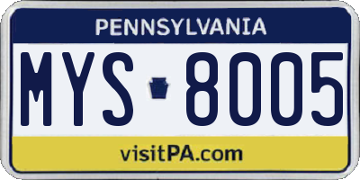 PA license plate MYS8005