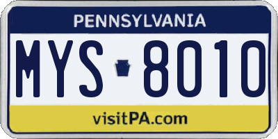 PA license plate MYS8010