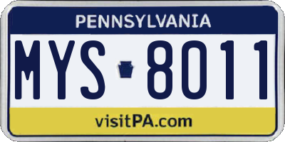 PA license plate MYS8011