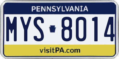 PA license plate MYS8014
