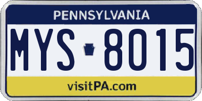 PA license plate MYS8015