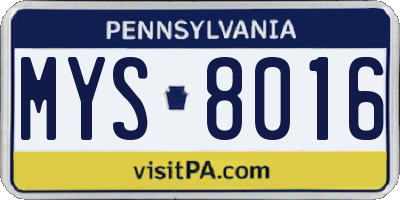 PA license plate MYS8016
