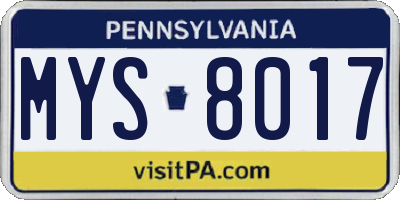 PA license plate MYS8017