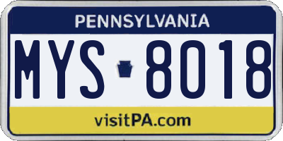 PA license plate MYS8018