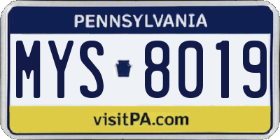 PA license plate MYS8019