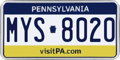 PA license plate MYS8020