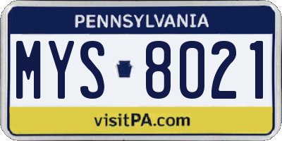 PA license plate MYS8021