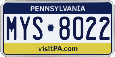 PA license plate MYS8022