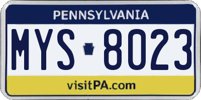 PA license plate MYS8023