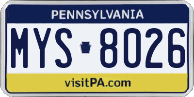 PA license plate MYS8026