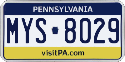 PA license plate MYS8029