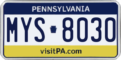 PA license plate MYS8030