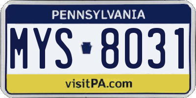 PA license plate MYS8031