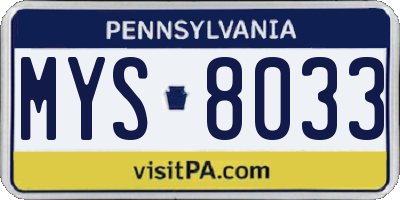 PA license plate MYS8033