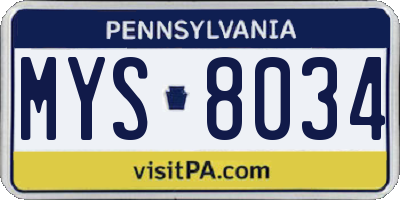 PA license plate MYS8034