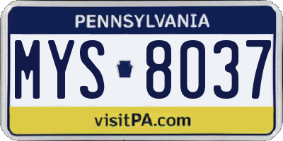 PA license plate MYS8037