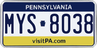 PA license plate MYS8038