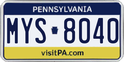 PA license plate MYS8040