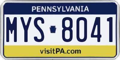 PA license plate MYS8041