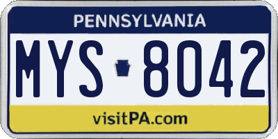 PA license plate MYS8042