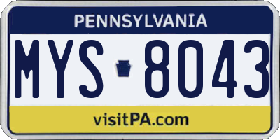 PA license plate MYS8043