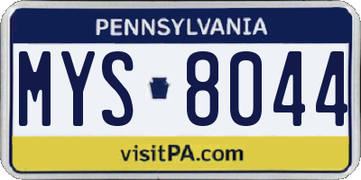 PA license plate MYS8044