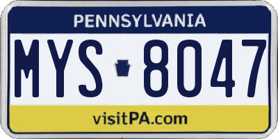 PA license plate MYS8047