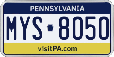 PA license plate MYS8050