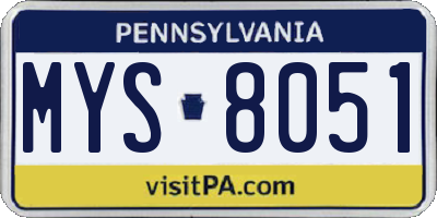 PA license plate MYS8051