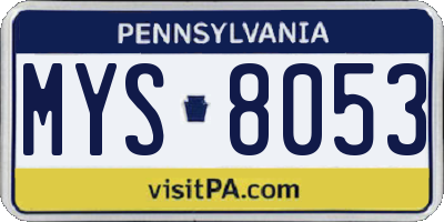 PA license plate MYS8053