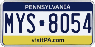 PA license plate MYS8054