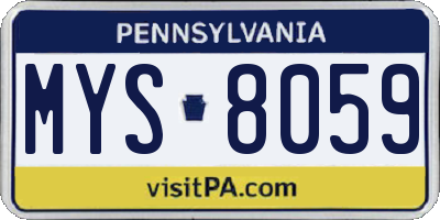 PA license plate MYS8059