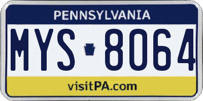 PA license plate MYS8064