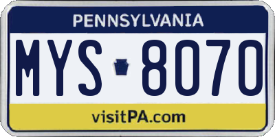 PA license plate MYS8070