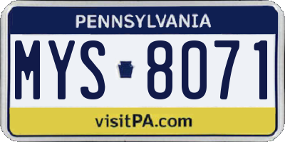 PA license plate MYS8071