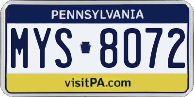 PA license plate MYS8072