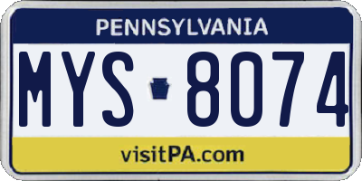 PA license plate MYS8074