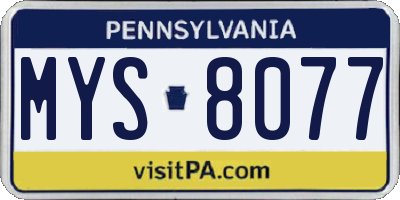 PA license plate MYS8077