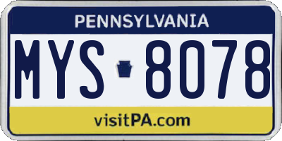PA license plate MYS8078